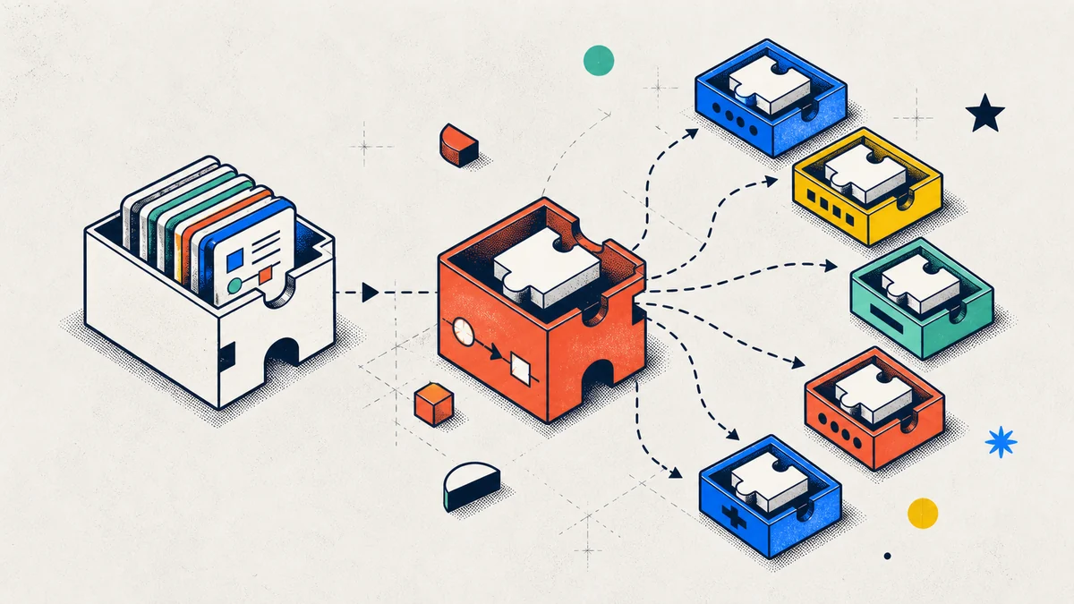 Provider portability explainer card showing one source rendered through adapters into multiple tool surfaces